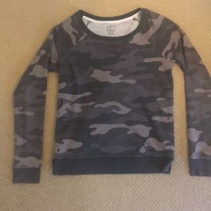 [ So ] Gray camouflage crew neck sweater.